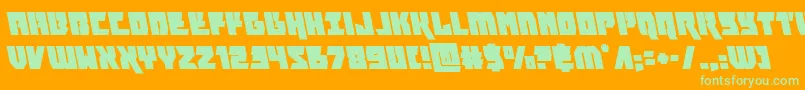 furiosaleft-Schriftart – Grüne Schriften auf orangefarbenem Hintergrund
