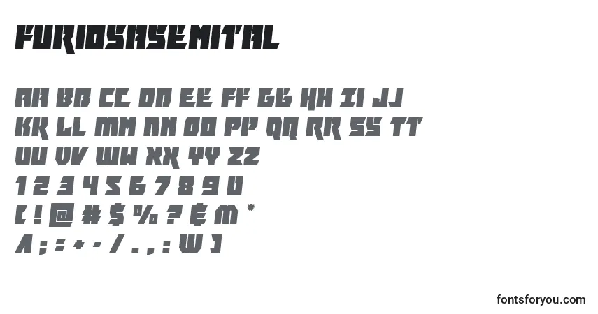 Schriftart Furiosasemital – Alphabet, Zahlen, spezielle Symbole
