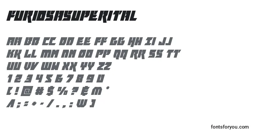 A fonte Furiosasuperital – alfabeto, números, caracteres especiais