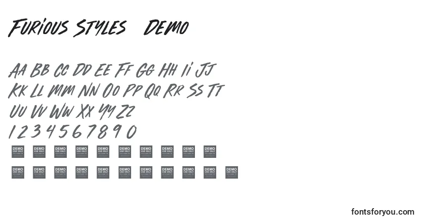 Шрифт Furious Styles   Demo – алфавит, цифры, специальные символы