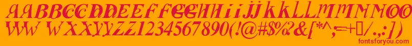 FUSII   -Schriftart – Rote Schriften auf orangefarbenem Hintergrund