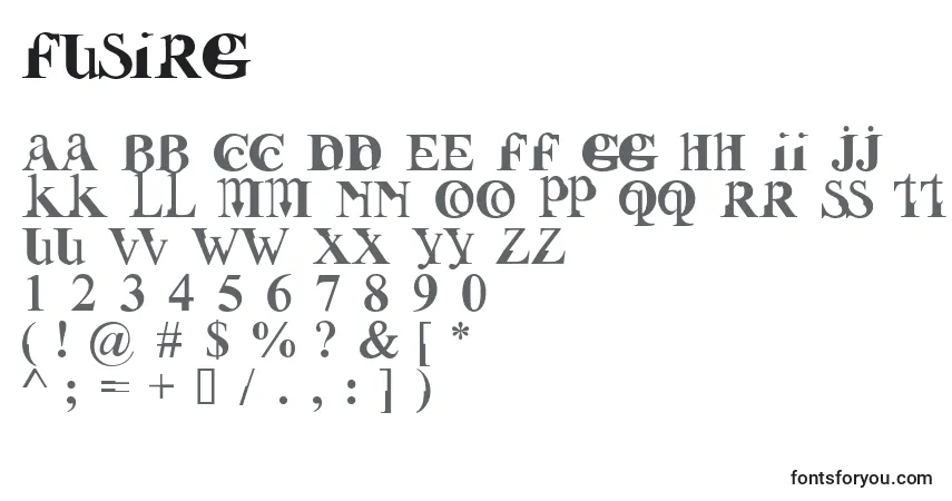 Czcionka FUSIRG   (127461) – alfabet, cyfry, specjalne znaki