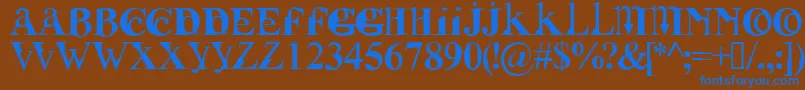 フォントFUSIRG   – 茶色の背景に青い文字