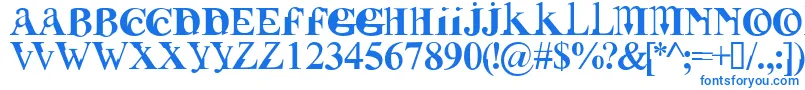 フォントFUSIRG   – 白い背景に青い文字