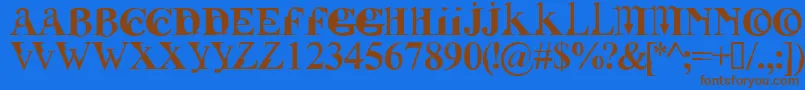 フォントFUSIRG   – 茶色の文字が青い背景にあります。