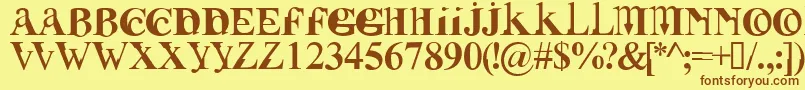 フォントFUSIRG   – 茶色の文字が黄色の背景にあります。