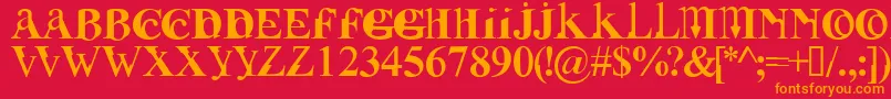 フォントFUSIRG   – 赤い背景にオレンジの文字