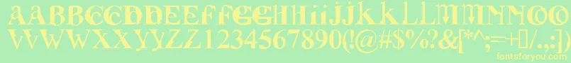 Шрифт FUSIRG   – жёлтые шрифты на зелёном фоне