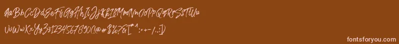 Fusterd Brush-Schriftart – Rosa Schriften auf braunem Hintergrund