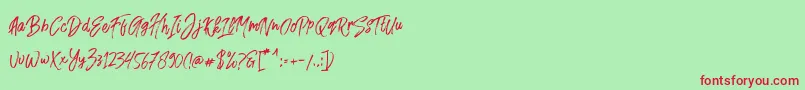 Fusterd Brush Font – Red Fonts on Green Background