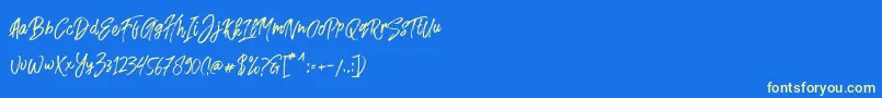 Fusterd Brush Font – Yellow Fonts on Blue Background