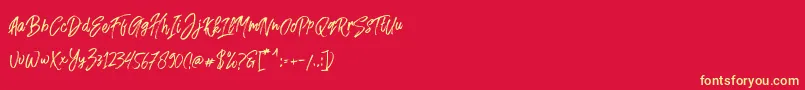 Fusterd Brush Font – Yellow Fonts on Red Background