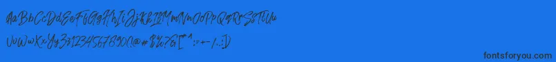 Fusterd Brush-Schriftart – Schwarze Schriften auf blauem Hintergrund
