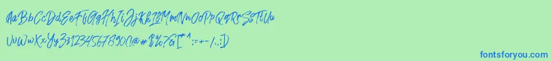 Fusterd Brush Font – Blue Fonts on Green Background