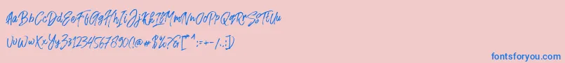 Fusterd Brush-Schriftart – Blaue Schriften auf rosa Hintergrund