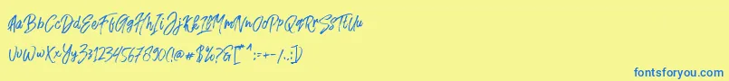 Fusterd Brush Font – Blue Fonts on Yellow Background