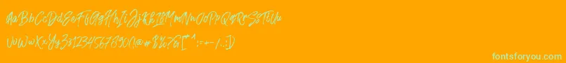 Fusterd Brush Font – Green Fonts on Orange Background