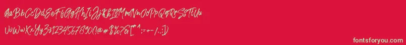 フォントFusterd Brush – 赤い背景に緑の文字