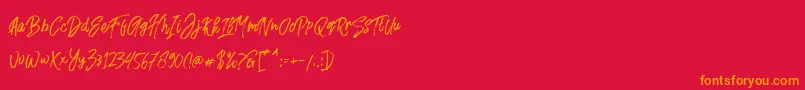 Fusterd Brush Font – Orange Fonts on Red Background