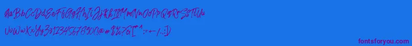 Fusterd Brush Font – Purple Fonts on Blue Background