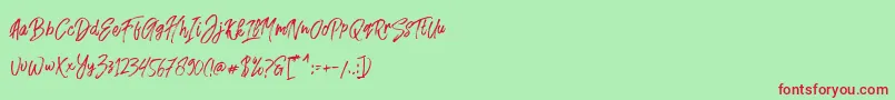 Fusterd Brush Font – Red Fonts on Green Background