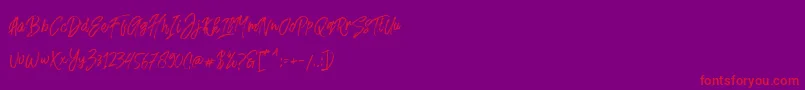 Fusterd Brush-Schriftart – Rote Schriften auf violettem Hintergrund