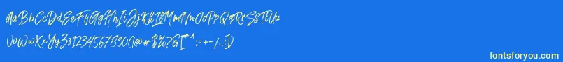 Fusterd Brush-Schriftart – Gelbe Schriften auf blauem Hintergrund