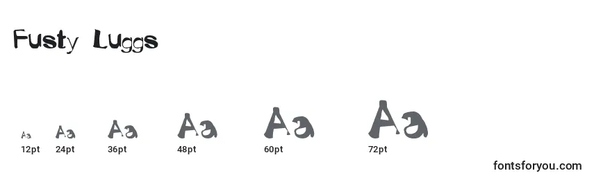 Fusty Luggs Font Sizes