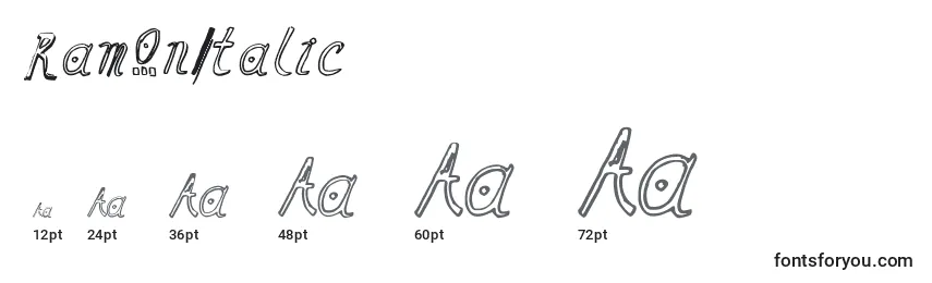Размеры шрифта RamonItalic