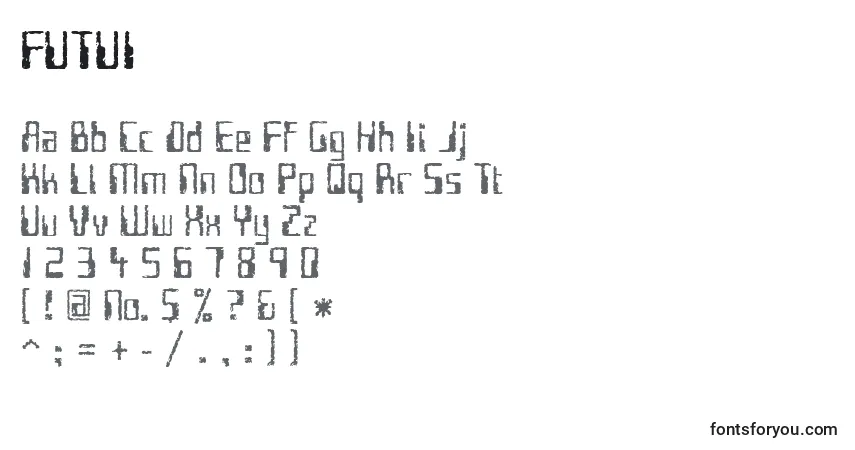 A fonte FUTUI    (127471) – alfabeto, números, caracteres especiais