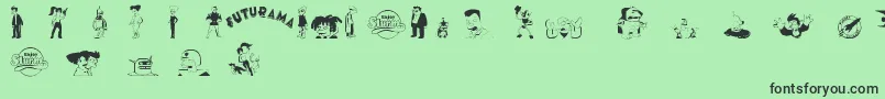 futurama characters-Schriftart – Schwarze Schriften auf grünem Hintergrund