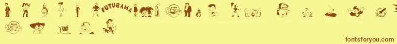 futurama characters Font – Brown Fonts on Yellow Background