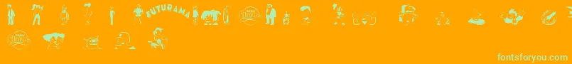 futurama characters Font – Green Fonts on Orange Background