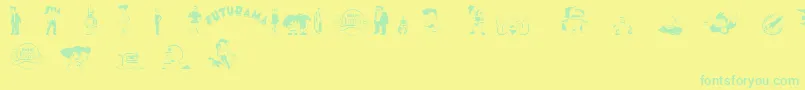 futurama characters Font – Green Fonts on Yellow Background