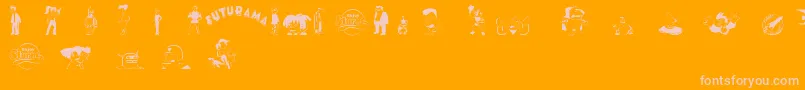 futurama characters Font – Pink Fonts on Orange Background