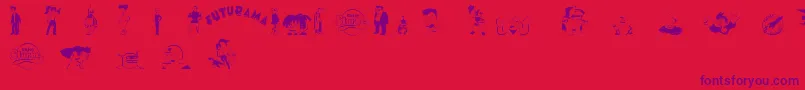 futurama characters Font – Purple Fonts on Red Background