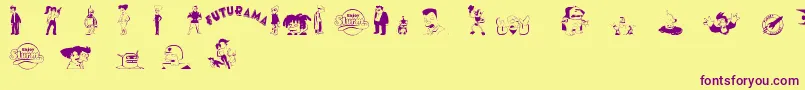Шрифт futurama characters – фиолетовые шрифты на жёлтом фоне