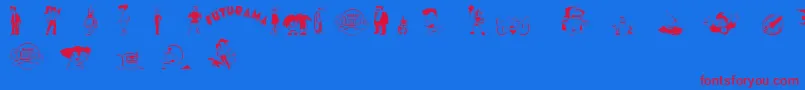フォントfuturama characters – 赤い文字の青い背景