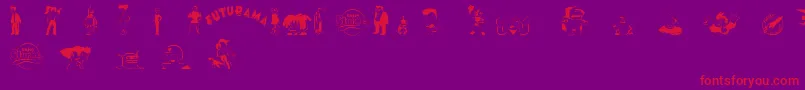 futurama characters-Schriftart – Rote Schriften auf violettem Hintergrund