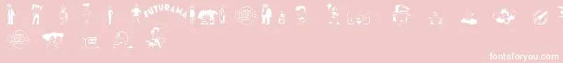futurama characters Font – White Fonts on Pink Background