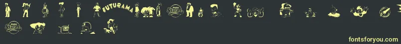 futurama characters Font – Yellow Fonts on Black Background