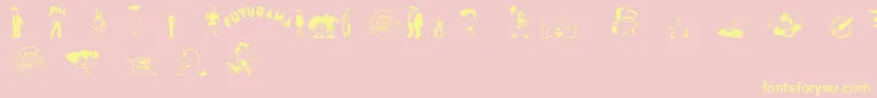 futurama characters Font – Yellow Fonts on Pink Background