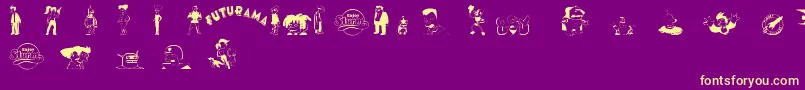 futurama characters-Schriftart – Gelbe Schriften auf violettem Hintergrund