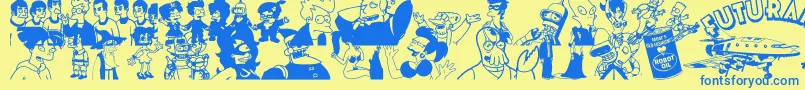 Futurama Hypnotoad Font – Blue Fonts on Yellow Background
