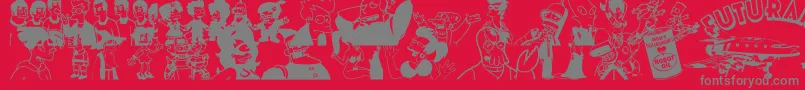 Futurama Hypnotoad-Schriftart – Graue Schriften auf rotem Hintergrund