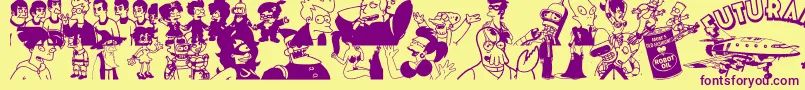 Futurama Hypnotoad Font – Purple Fonts on Yellow Background