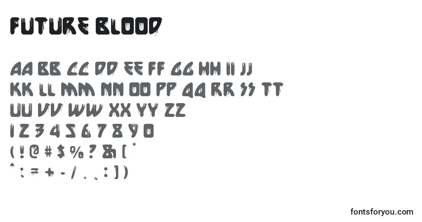 Schriftart Future Blood – Alphabet, Zahlen, spezielle Symbole