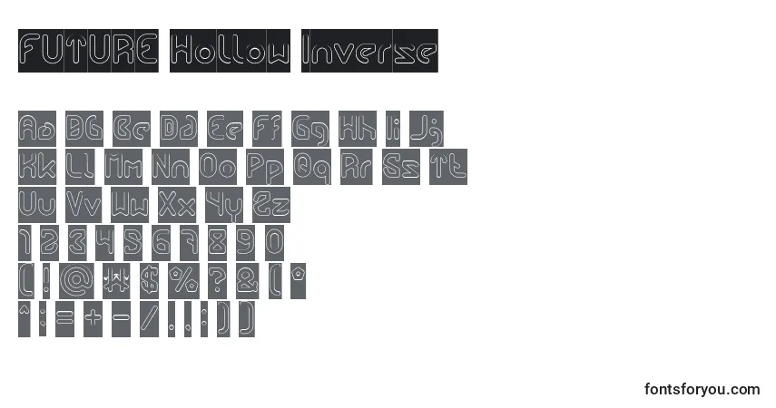 Schriftart FUTURE Hollow Inverse – Alphabet, Zahlen, spezielle Symbole
