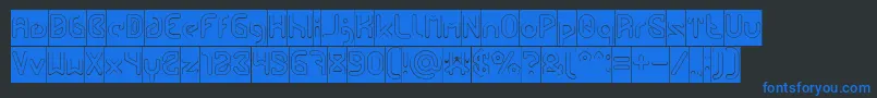 FUTURE Hollow Inverse-Schriftart – Blaue Schriften auf schwarzem Hintergrund