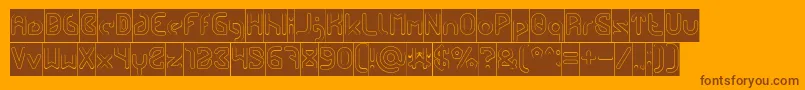 FUTURE Hollow Inverse-Schriftart – Braune Schriften auf orangefarbenem Hintergrund